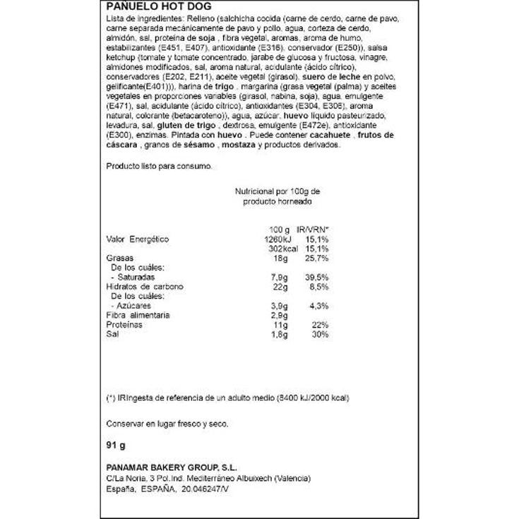 PAÑUELO HOT DOG PANAMAR UNIDAD 100 GR
