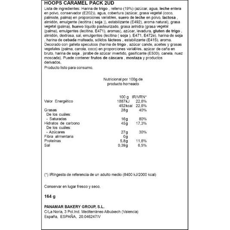 HOOPS CARAMEL BISCUIT PANAMAR PQTE 164 GR