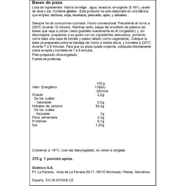 BASE PIZZA REDONDA 3X125 MAHESO PACK 375 GR