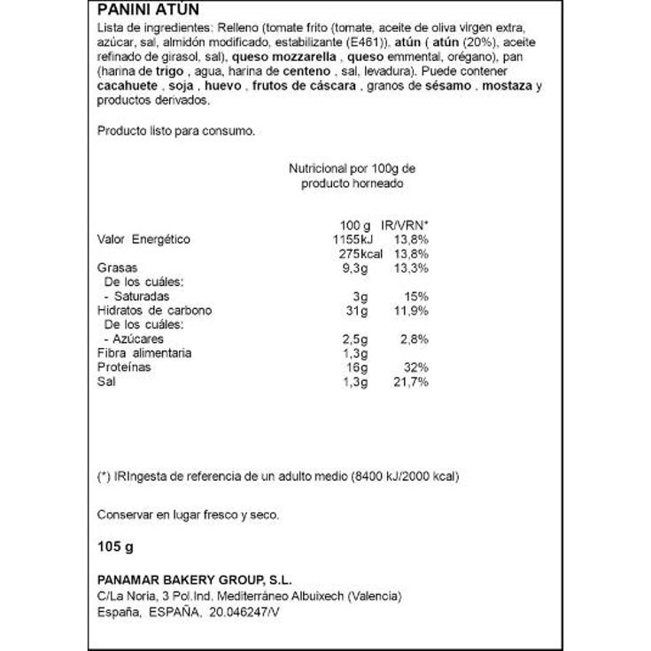 PANINI ATUN PANAMAR UNIDAD 120 GR