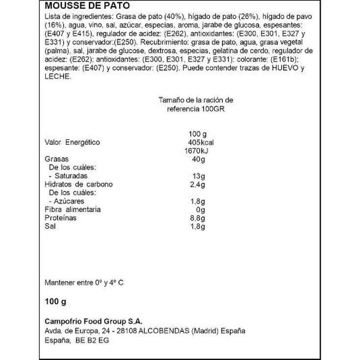 MOUSSE DE PATO MEDALLON AOSTE UNIDAD 100 GR