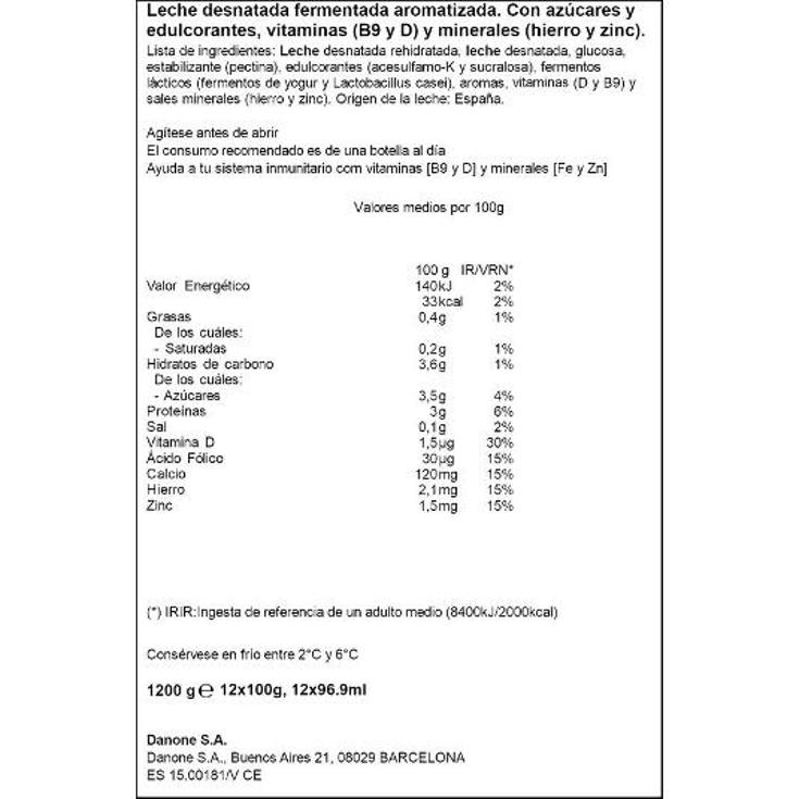 ACTIMEL 0% X12 DANONE PACK 1200 GR