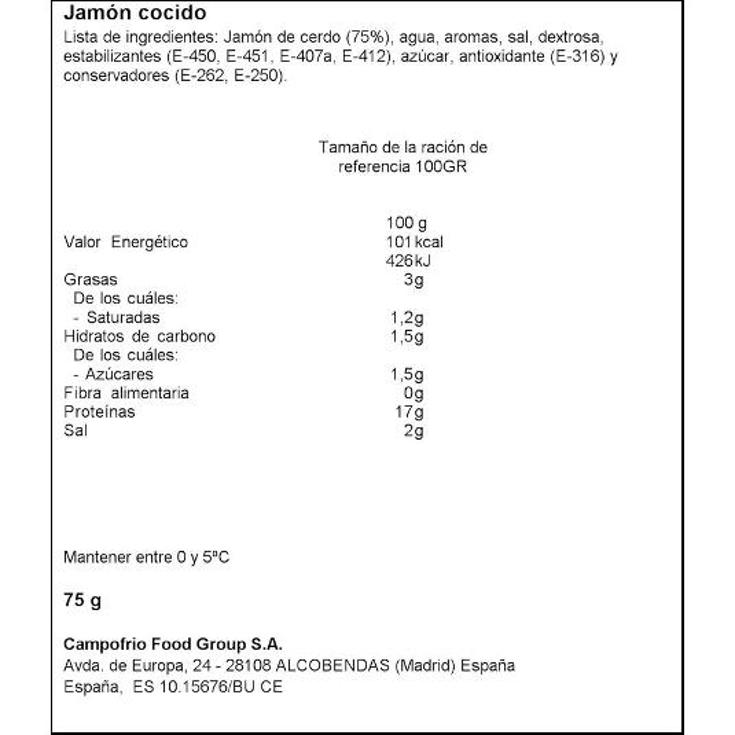 JAMON COCIDO CAMPOFRIO ESTCH 75 GR