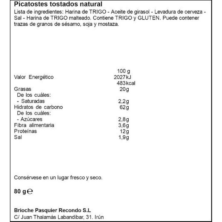 PICATOSTES NATURAL RECONDO PQTE 80 GR