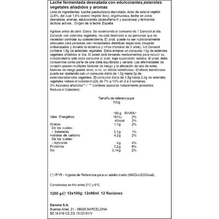 DANACOL X 12 DANONE PACK 1200 GR