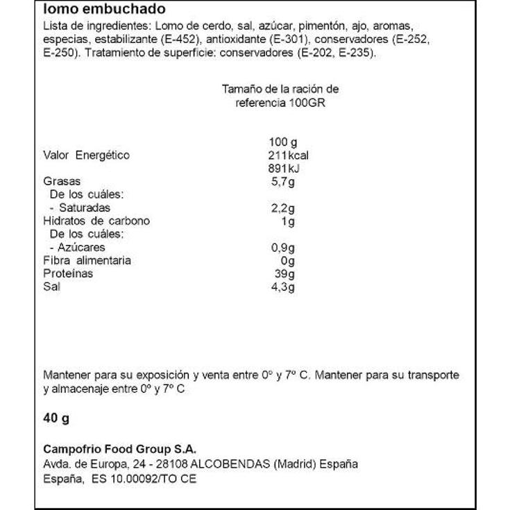 LOMO LONCHAS NAVIDUL UNIDAD 40 GR