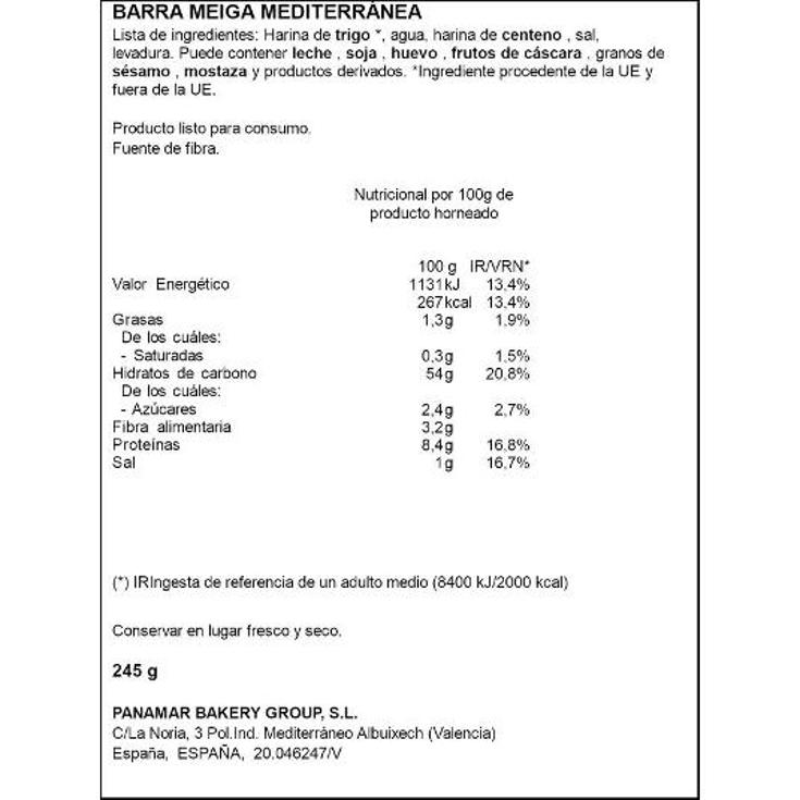 BARRA RIQUIÑA MEDITERRANEA-MEIG PANAMAR UNIDAD 250 GR
