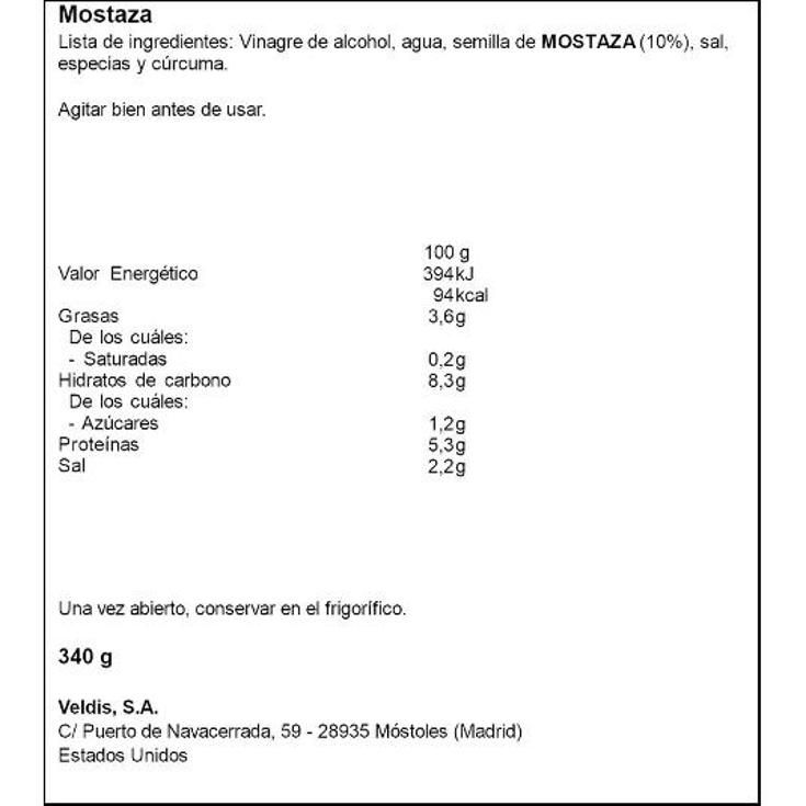 MOSTAZA AMERICANA GULDEN DOS UNIDAD 340 GR