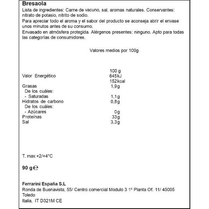 BRESAOLA LONCHEADA FERRARINI PQTE 90 GR