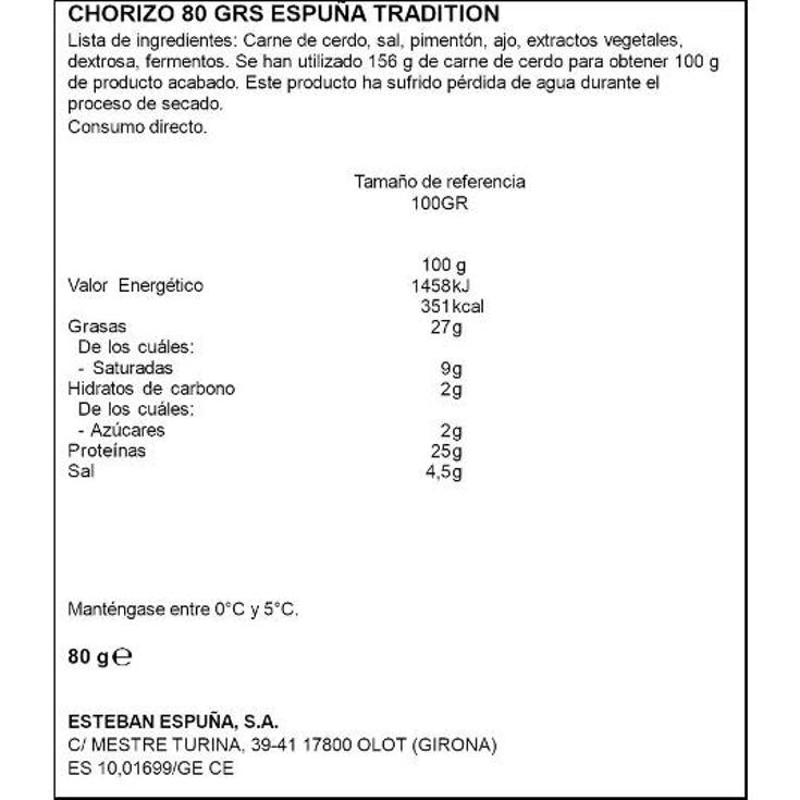 CHORIZO ESPUÑA SOBRE 80 GR