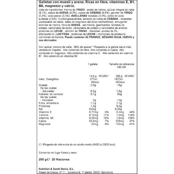GALLETAS MUESLI S/AZ. GERBLE PQTE 290 GR