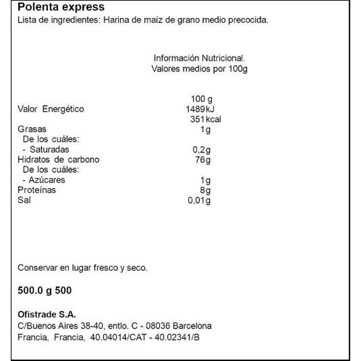 POLENTA EXPRESS ALPINA PAQTE 500 GR