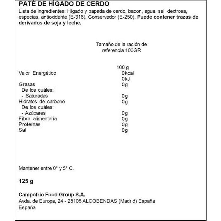 PATE HIGADO CERDO OSCAR MAYER UNIDAD 125 GR