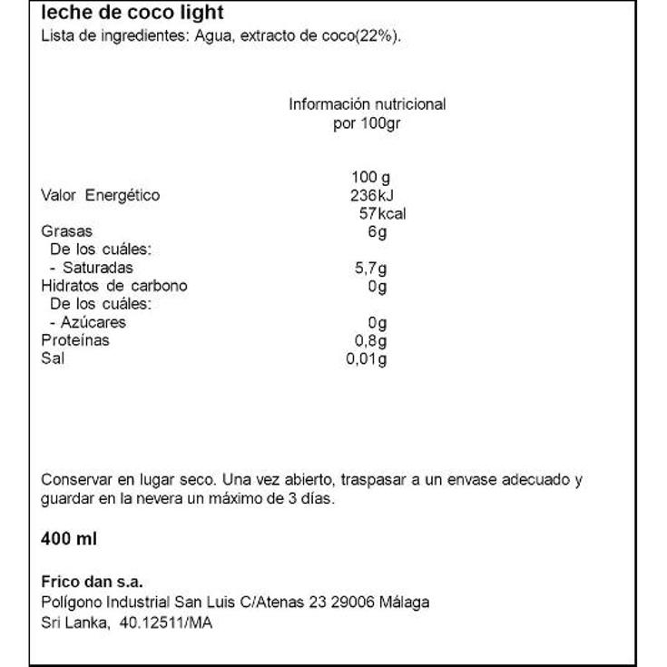 LECHE COCO BAJO EN GRASA TIGER KHAN LATA 400 ML
