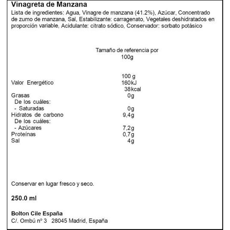 VINAGRETA MANZANA PRIMA BTLLA 250 ML