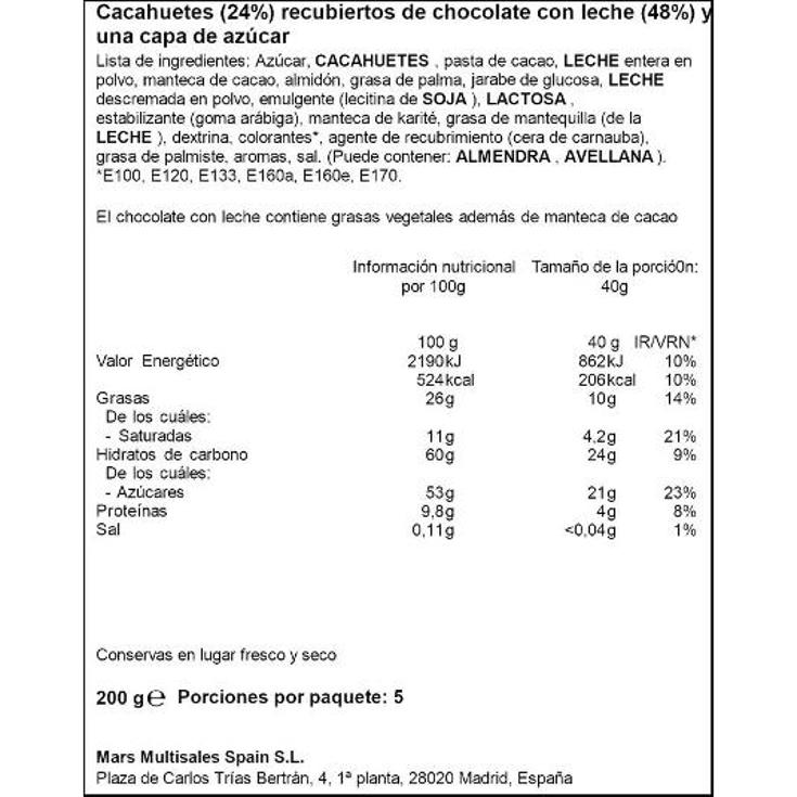 M M S CACAHUETE BOLSA 200 GR