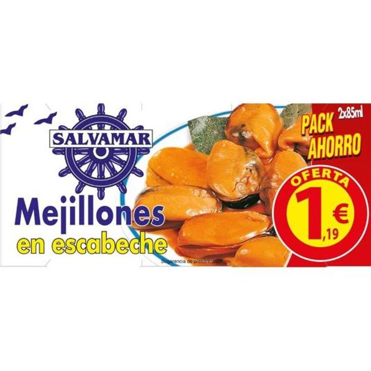 MEJILLONES ESCABECHE 2X43 SALVAMAR PACK 86 GR
