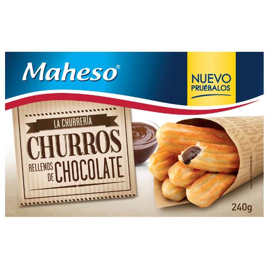 CHURROS RELLENOS CHOCOLATE MAHESO PQTE 240 GR