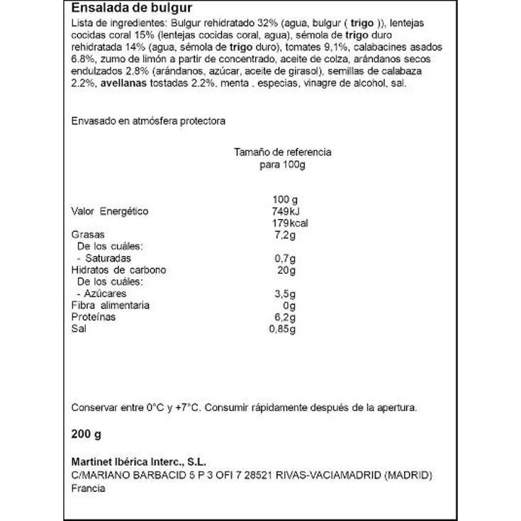 ENSALADA BULGUR ARANDANO PIERRE NARTI BDJA 200 GR