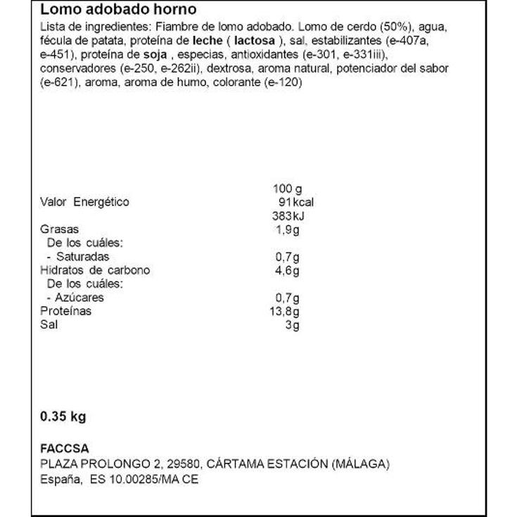 LOMO ADOBADO HORNO FACCSA BDJA 350 GR