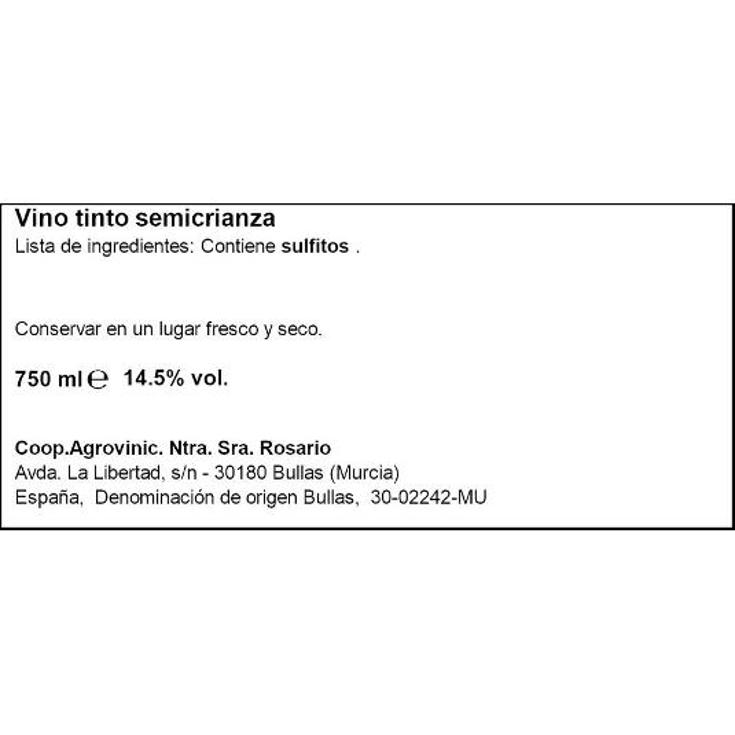 VINO TINTO BULLAS CARBENET 15º TRAVESURA BTLLA 75 CL