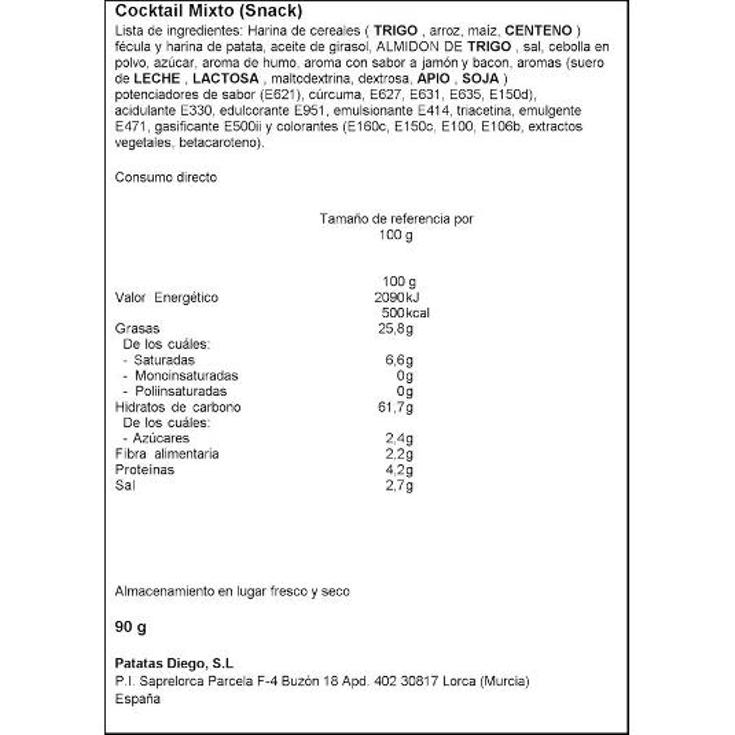 COKTEL MIXTO DIEGO BOLSA 90 GR