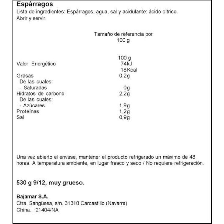 ESPARRAGOS BL.EXT.6/12 BAJAMAR FRASC 325 GR