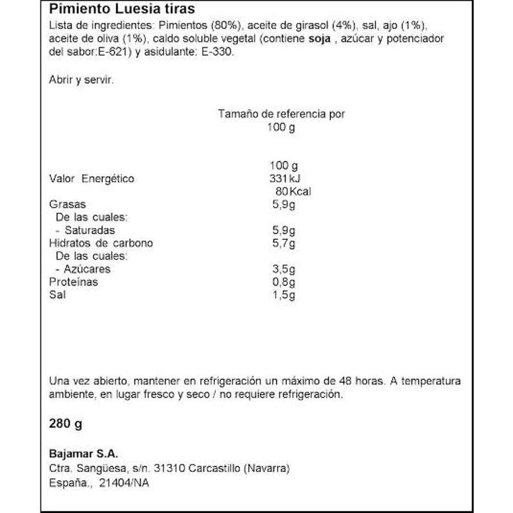 PIMIENTO MOR.TIRAS LUECIA BAJAMAR FRASC 280 GR