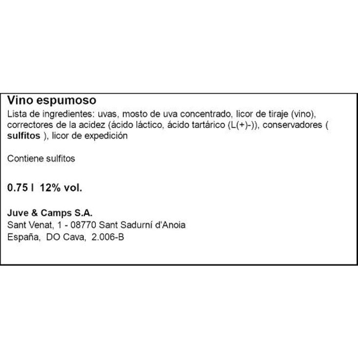 CAVA BRUT RVA 12,5º C.PURPURA JUVE CAMPS BTLLA 75 CL