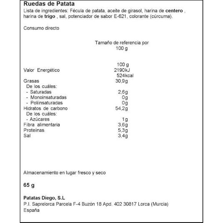 RUEDAS DE PATATAS DIEGO BOLSA 65 GR