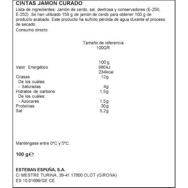 CINTAS DE JAMON SERRANO ESPUÑA BDJA 90 GR