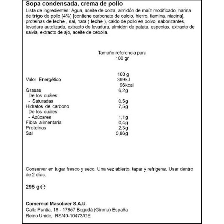 SOPA CREMA POLLO CAMPBELLS LATA 295 GR