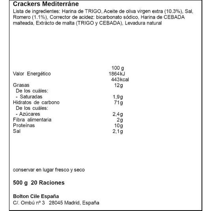 CRACKERS SABOR MEDITERRANEO PRIMA PQTE 500 GR