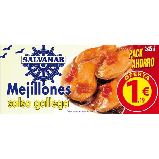 MEJILLONES A LA GALLEGA SALVAMAR PACK-2 86 GR