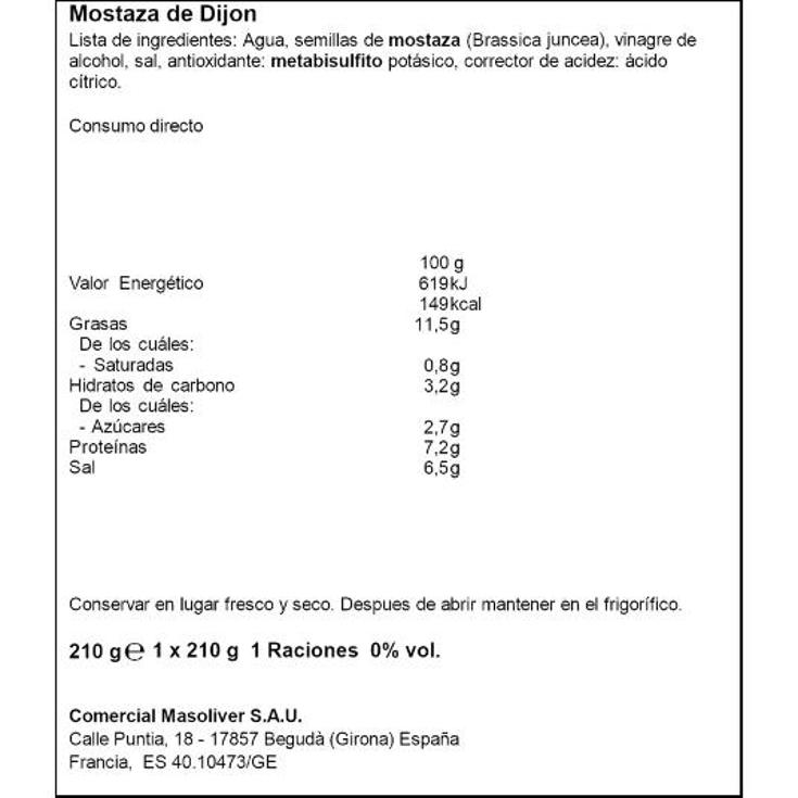 MOSTAZA FUERTE DIJON BORNIER FRAS 210 GR