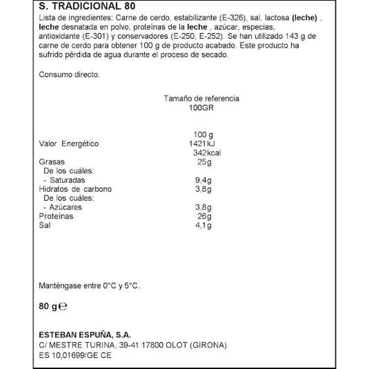 LONGANIZA TRADICIONAL LONCHAS ESPUÑA SOBRE 80 GR