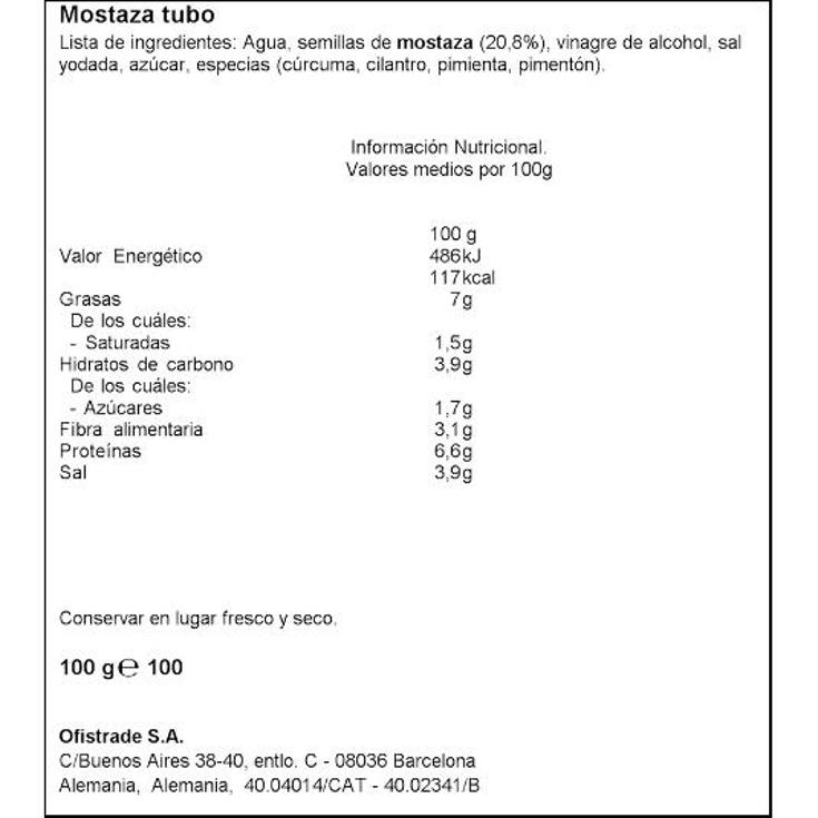 MOSTAZA THOMY TUBO 100 GR