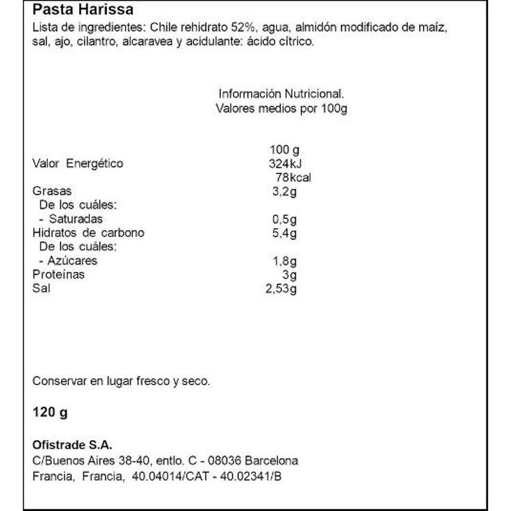 SALSA HARISSA DEA TUBO 120 GR