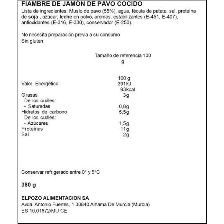 JAMON DE PAVO MAXI ELPOZO UNID 380 GR