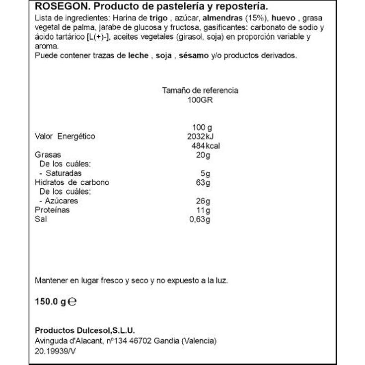 ROSEGONES DULCESOL PQTE 150 GR