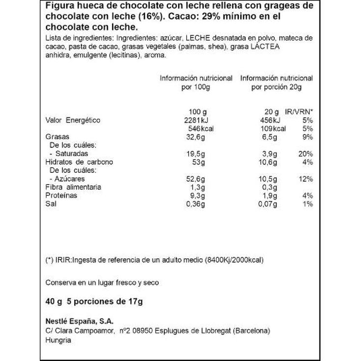 FIG.CHOCOLATE EXT.REYES MAGOS NESTLE UNIDAD 40 GR