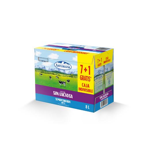 LECHE SEMI SIN LACTOSA (7+1) ASTURIANA BRIK 1 LT