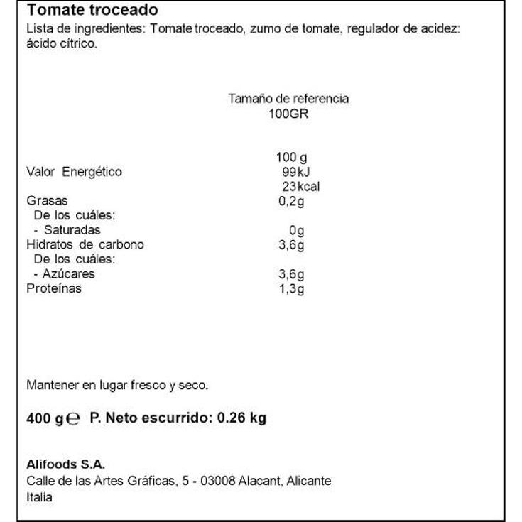 TOMATE TROCEADO NAPOLINA LATA 400 GR