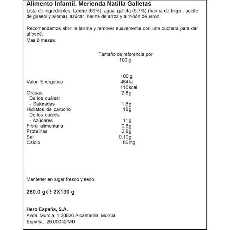 TARR.MERIENDA NAT.GALLET.2X130 HERO PACK 260 GR