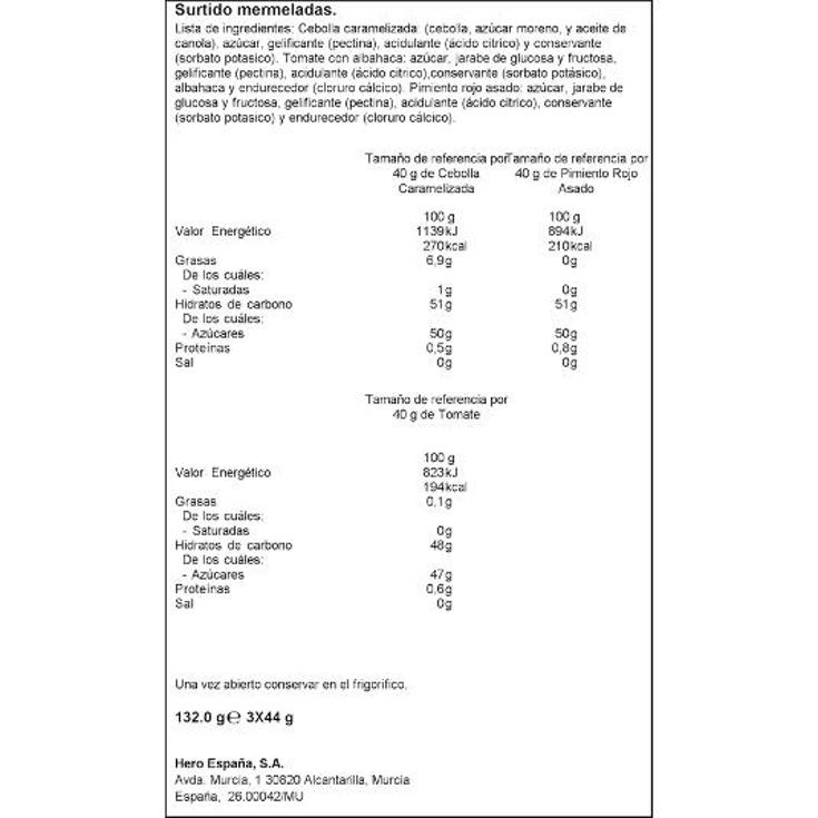 MERMELADA MARIDAJE SURTIDO 3X44 HERO PACK 130 GR