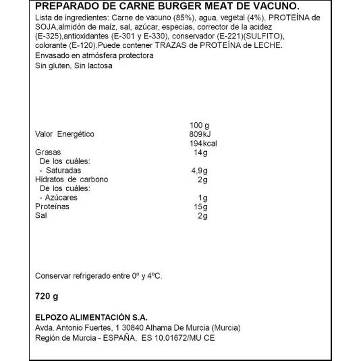 BURGUER VACUNO 8 90G POZO BNDJ 720 GR