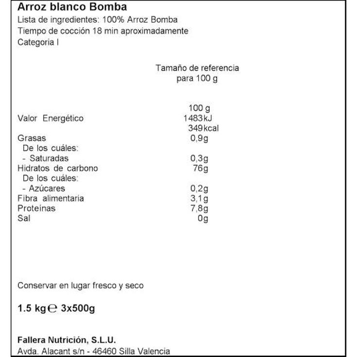 ARROZ BOMBA PACK 2+1 LA FALLERA PACK 1500 ML