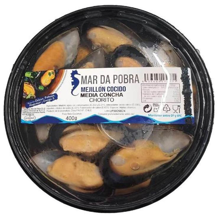 MEJILLON COCIDO MEDIA CONCHA MAR DA POBRA BDJA 400 GR