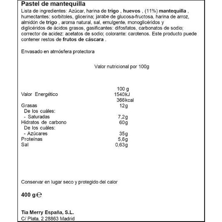 PASTEL MILDRED MANTEQUILLA MILDRED PQTE 1 UD