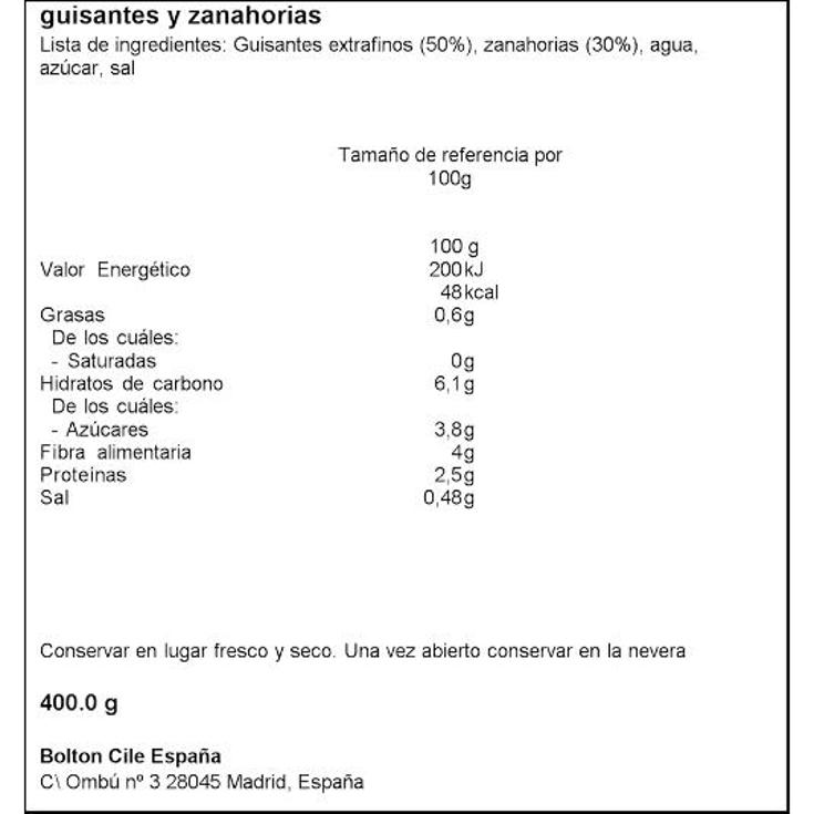 GUISANTES ZANAHORIAS CASSEGRAIN TARRO 300 GR